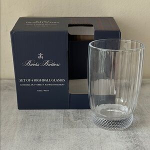 Brooks Brothers Clear Highball Glass 4 pc Set 13.52oz/ 400ml